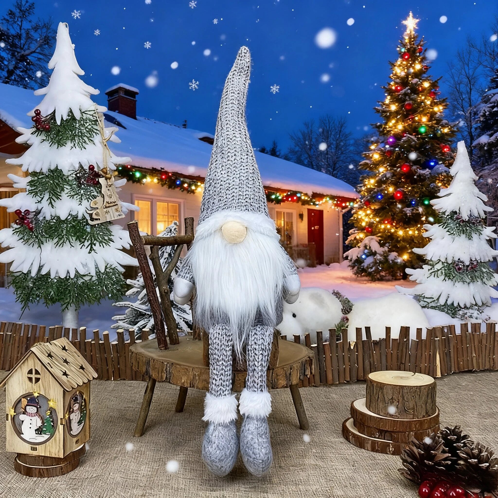 2025 NOWY Świąteczny Gnom - DUŻY 60cm - Idealna Ozdoba Na Święta