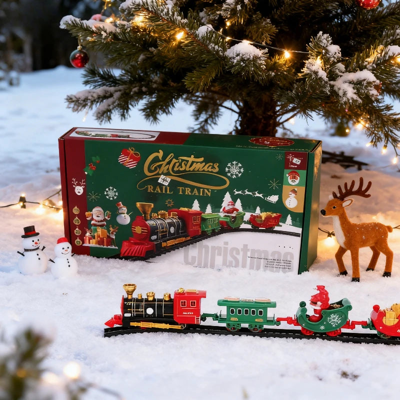 2026 NOWY Elektryczny Zestaw Kolejkowy - Mini Pociąg Świętego Mikołaja - Kreatywna Dekoracja