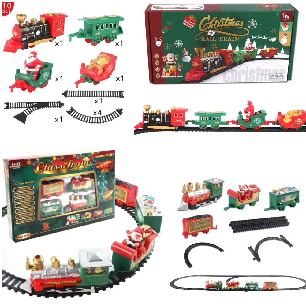 2026 NOWY Elektryczny Zestaw Kolejkowy - Mini Pociąg Świętego Mikołaja - Kreatywna Dekoracja